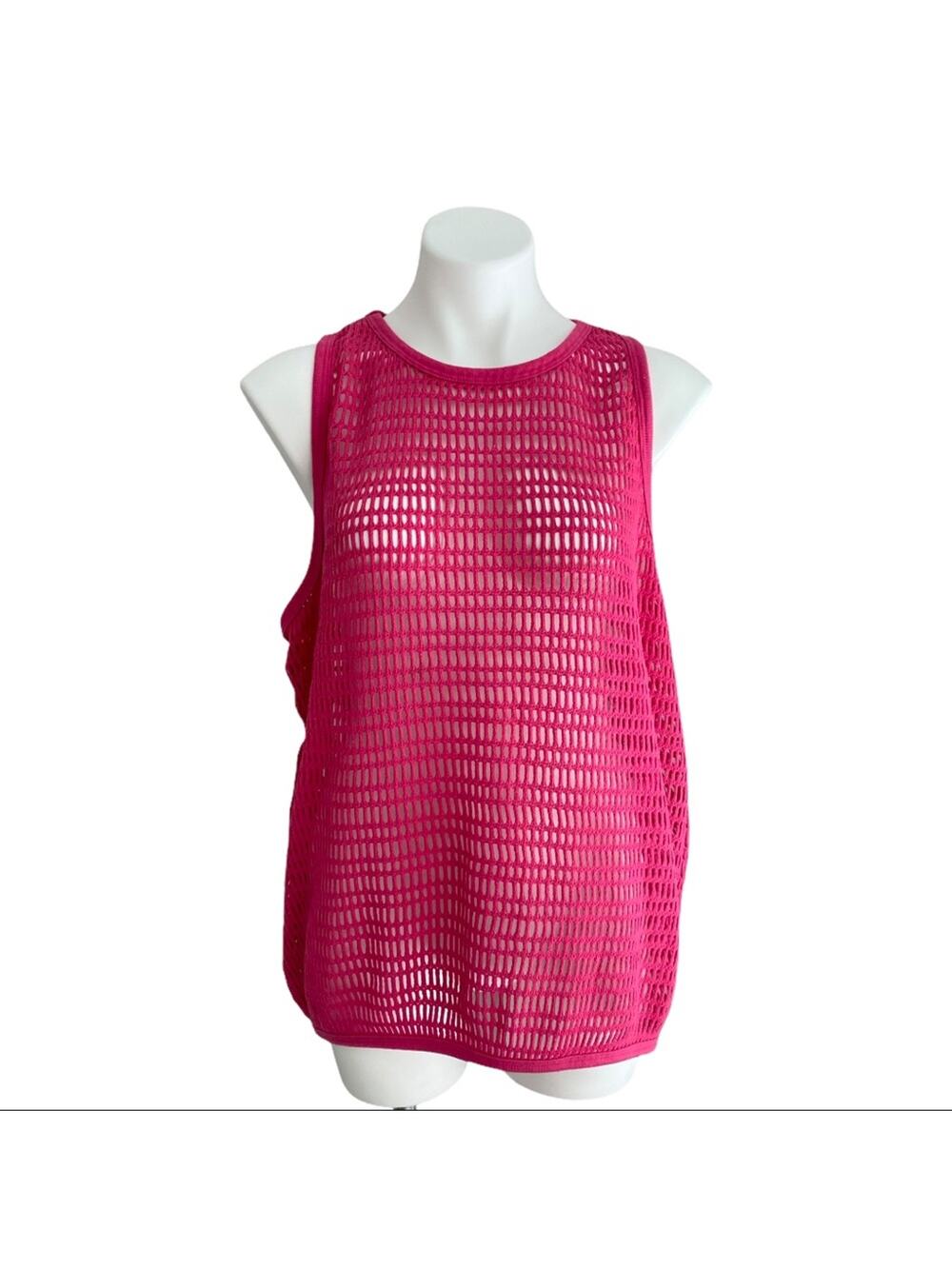 Vintage 90s Pink Mesh Open Knit Sweater Vest Tank Top Mister Noah Size Medium